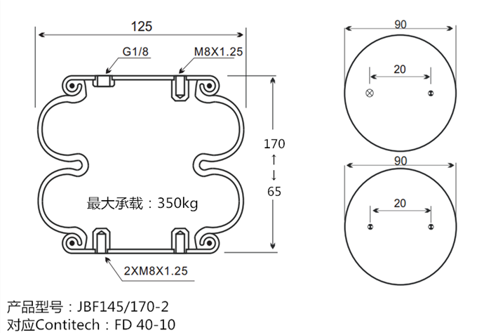 JBF145-170-2型橡膠氣囊